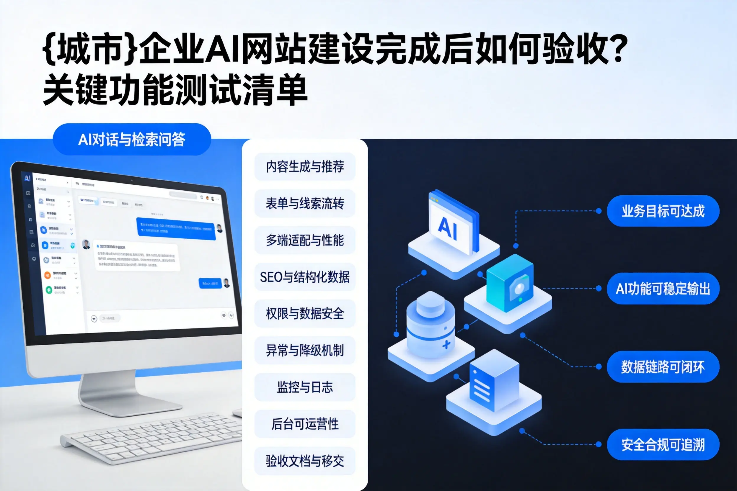 承德企业AI网站建设完成后如何验收？关键功能测试清单