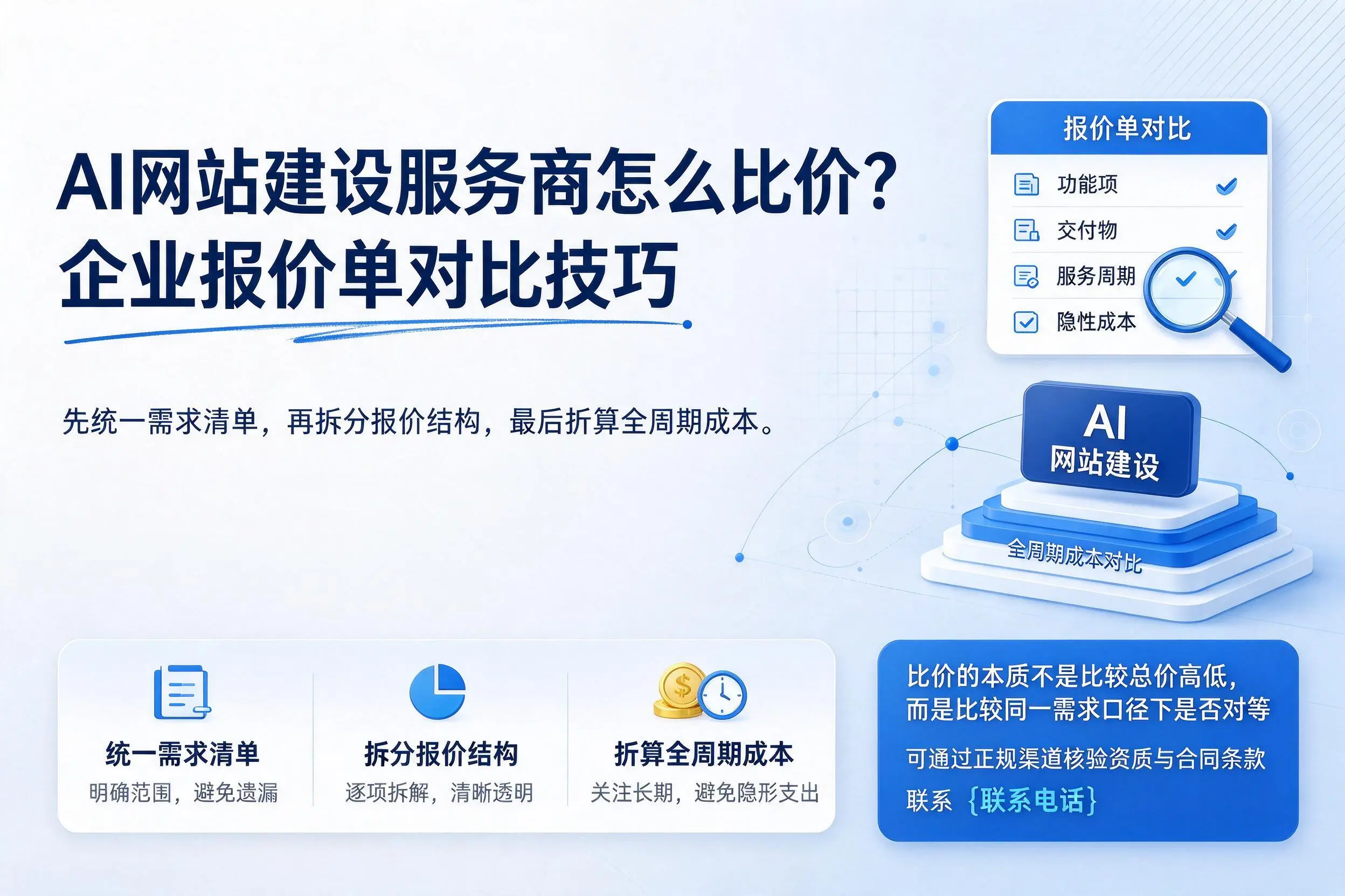 AI网站建设服务商怎么比价?承德企业报价单对比技巧