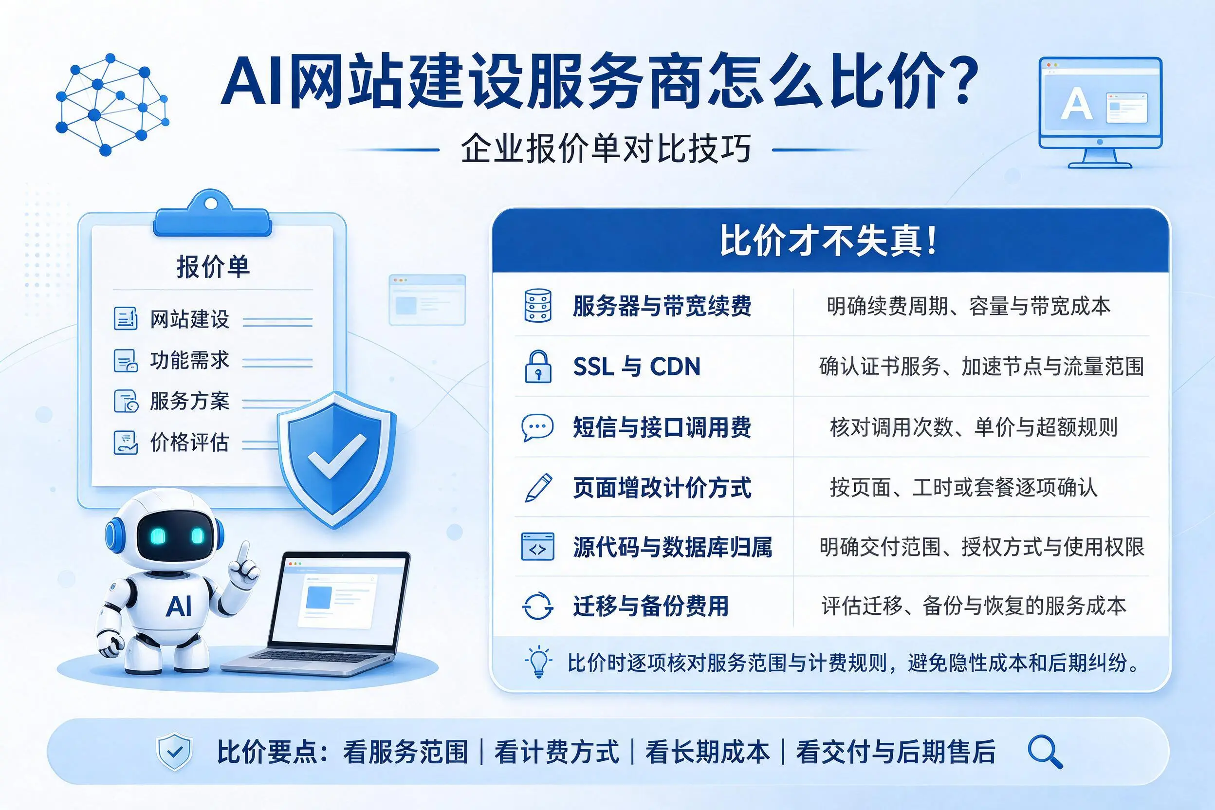 AI网站建设服务商怎么比价?承德企业报价单对比技巧